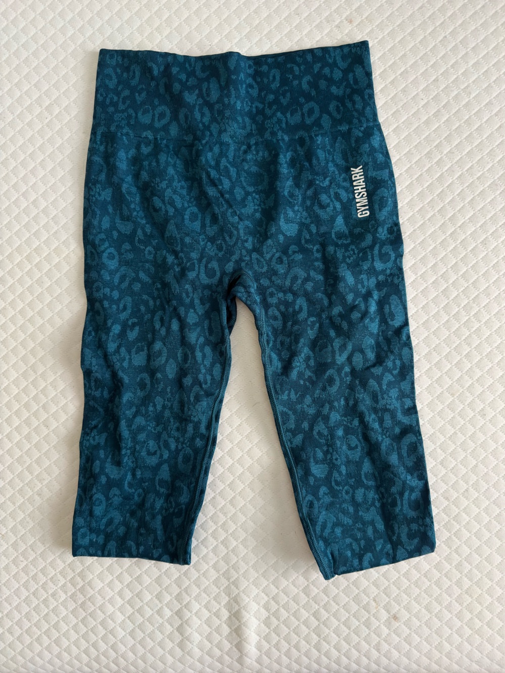 Gymshark Teal Jacquard Leopard Leggings